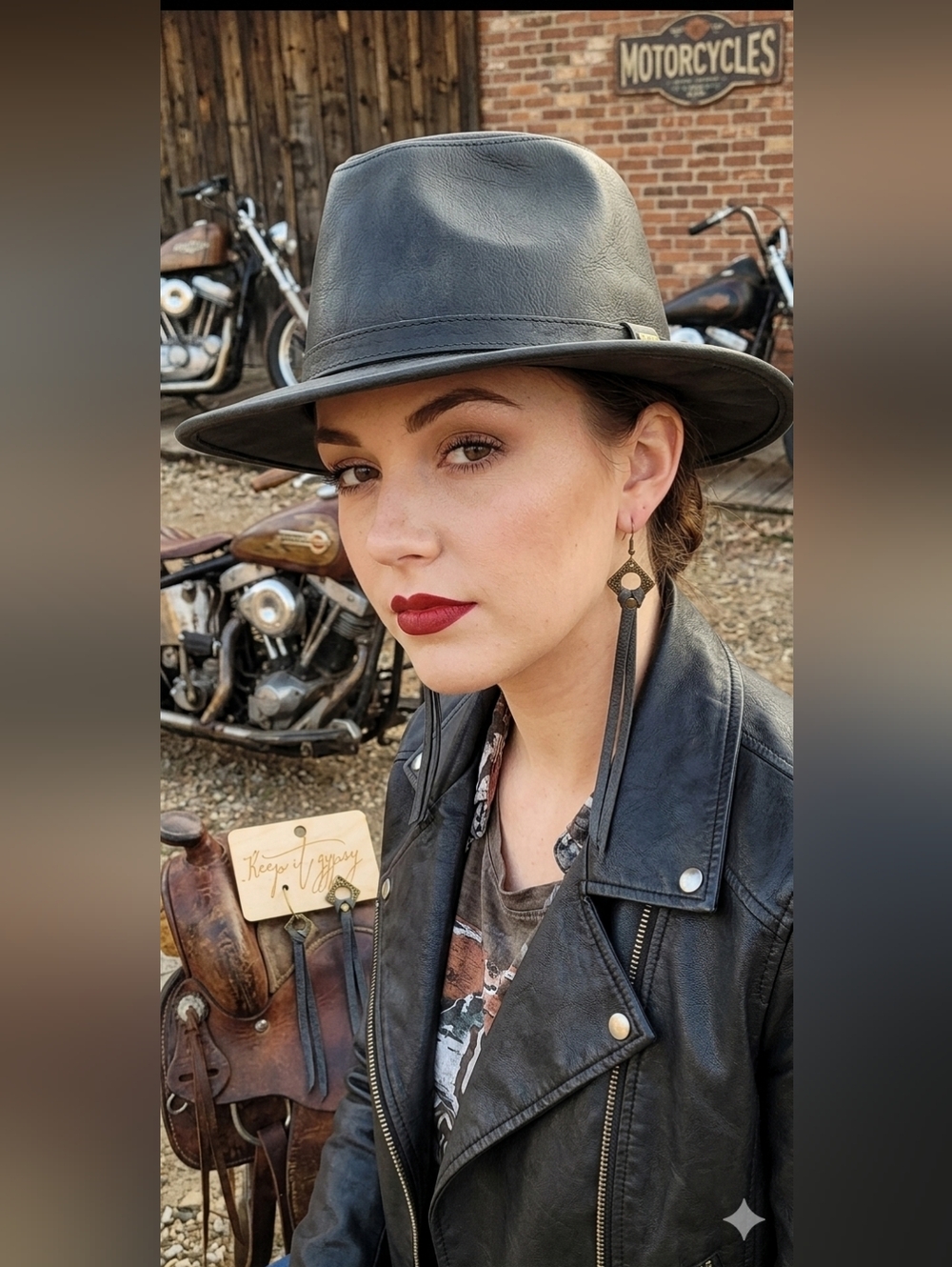 Keep It Gypsy Leather Tassels Dangle Earrings Smoke Grey Antiqued Hardware Metal